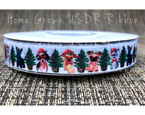 christmas dogs tree usdr ribbon