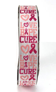 Breast Cancer Awareness Love Hope Cure USDR Ribbon - 7/8 Inch