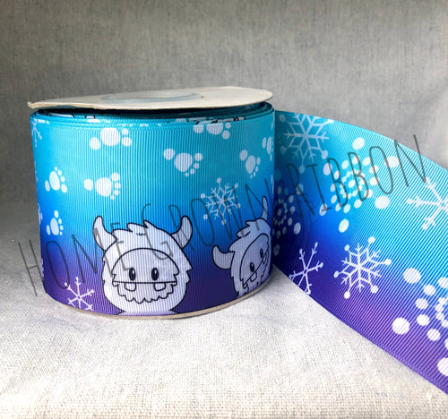 yeti winter snowflakes christmas usdr ribbon double sided 1.5