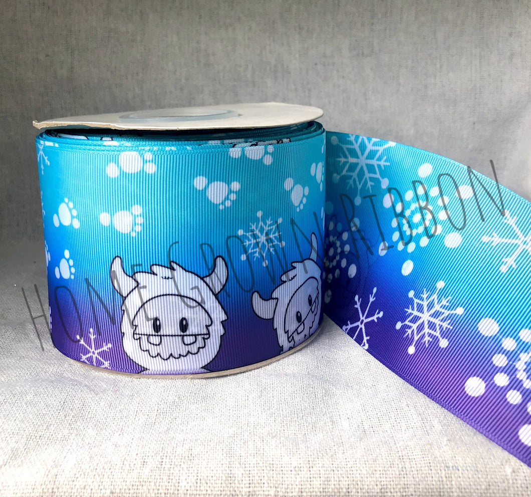 yeti winter snowflakes christmas usdr ribbon double sided 1.5