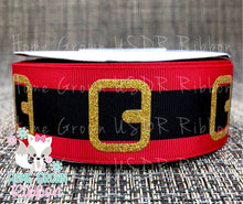 Load image into Gallery viewer, Santa Belt Christmas USDR Ribbonn - 3/8 Inch - 5/8 Inch - 7/8 Inch - 1.5 Inch - 3 Inch