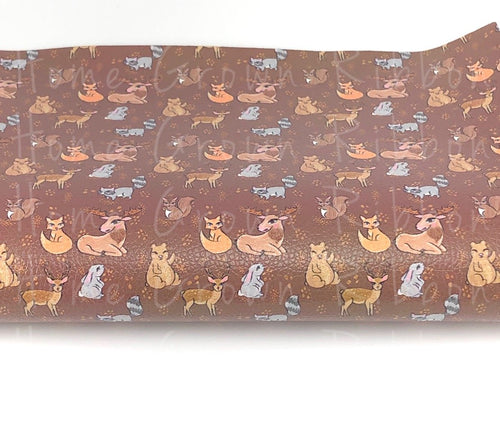Fall Forest Animals Faux Leather Sheets USDR 