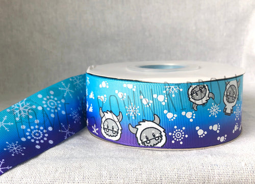 yeti winter snowflakes christmas usdr ribbon double sided 1.5