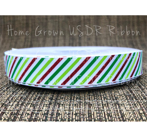 Christmas Rudolph Filler Candy Cane USDR Ribbon 7/8 Inch