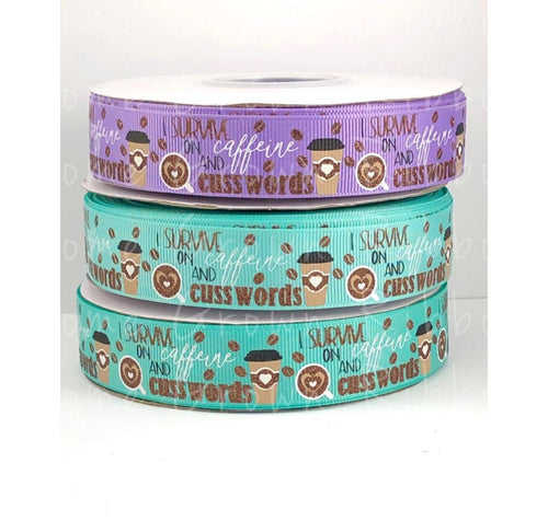I Survive on Caffeine and Cusswords Sassy USDR Ribbon