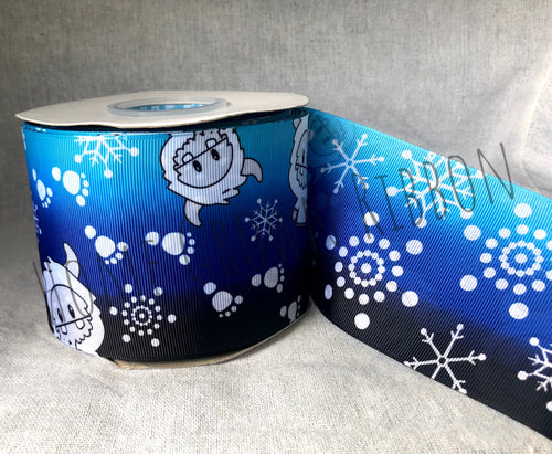 yeti winter snowflakes christmas usdr ribbon double sided 1.5