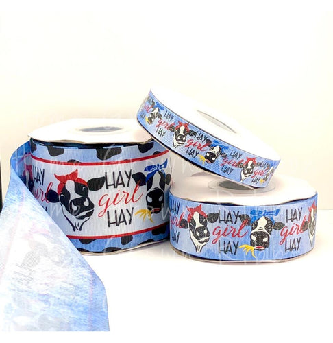 Cow Hay Girl Hay Ribbon USDR 3 1.5 7/8 Inch