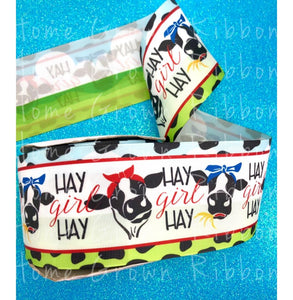 Cow Hay Girl Hay Ribbon USDR 3 Inch