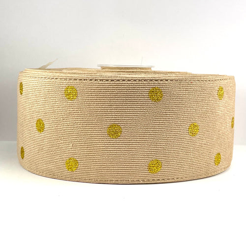 Tan Corduroy Ribbon with Gold Glitter - 3 Inch