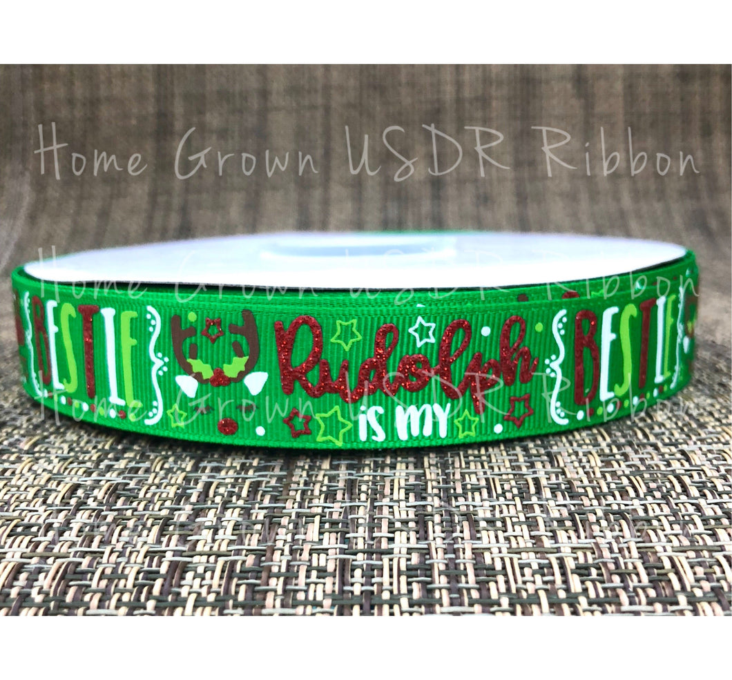 Christmas Rudolph USDR Ribbon 7/8 Inch
