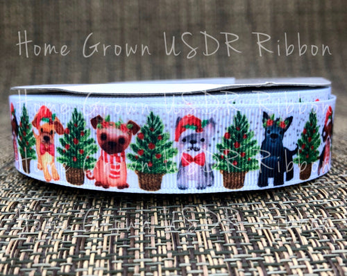 christmas dogs tree usdr ribbon
