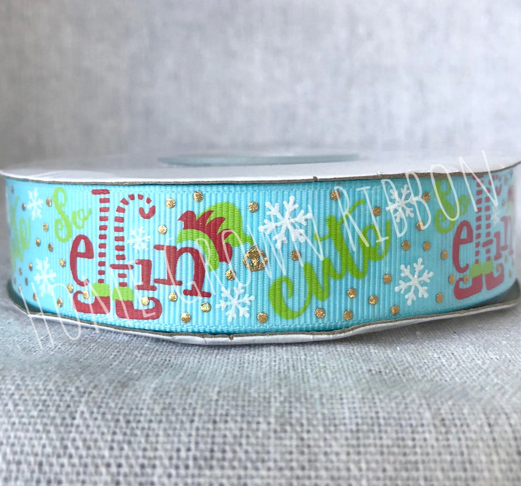 elf christmas usdr ribbon 7/8 inch grosgrain