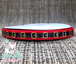 Santa Belt Christmas USDR Ribbonn - 3/8 Inch - 5/8 Inch - 7/8 Inch - 1.5 Inch - 3 Inch