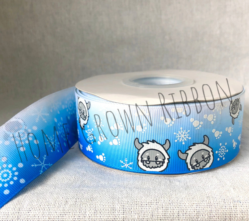 yeti winter snowflakes christmas usdr ribbon double sided 1.5