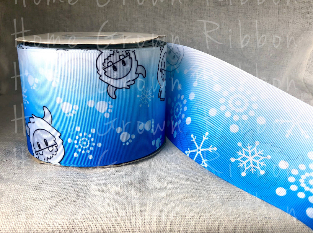 yeti winter snowflakes christmas usdr ribbon double sided 1.5