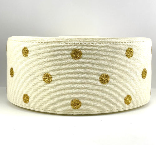 Cream Corduroy Ribbon with Gold Glitter - 3 Inch