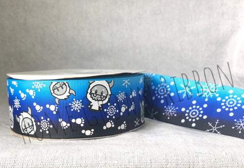 yeti winter snowflakes christmas usdr ribbon double sided 1.5