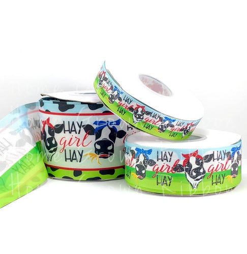 Cow Hay Girl Hay Ribbon USDR 3 1.5 7/8 Inch