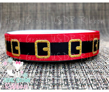Load image into Gallery viewer, Santa Belt Christmas USDR Ribbonn - 3/8 Inch - 5/8 Inch - 7/8 Inch - 1.5 Inch - 3 Inch