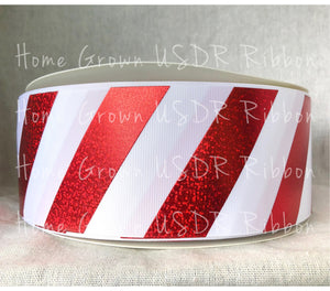 Candy Cane Stripes Fourth of July Flag Grosgrain RIbbon 3 inch