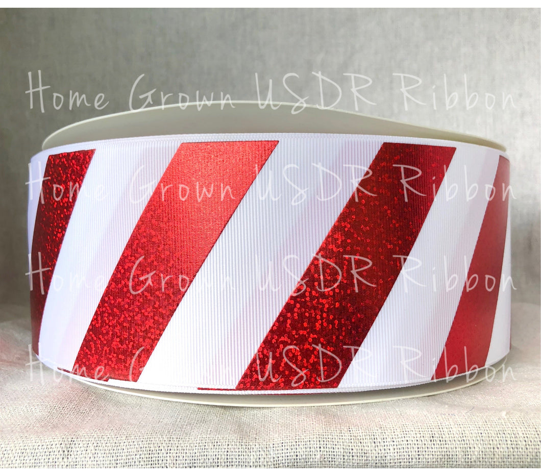 Candy Cane Stripes Fourth of July Flag Grosgrain RIbbon 3 inch