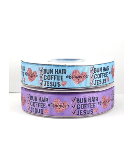 Bun Hair Coffee Jesus #bringiton USDR Ribbon