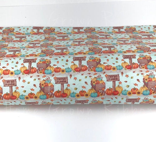 Fall Market Pumpkins Scarecrow Faux Leather Sheets USDR 