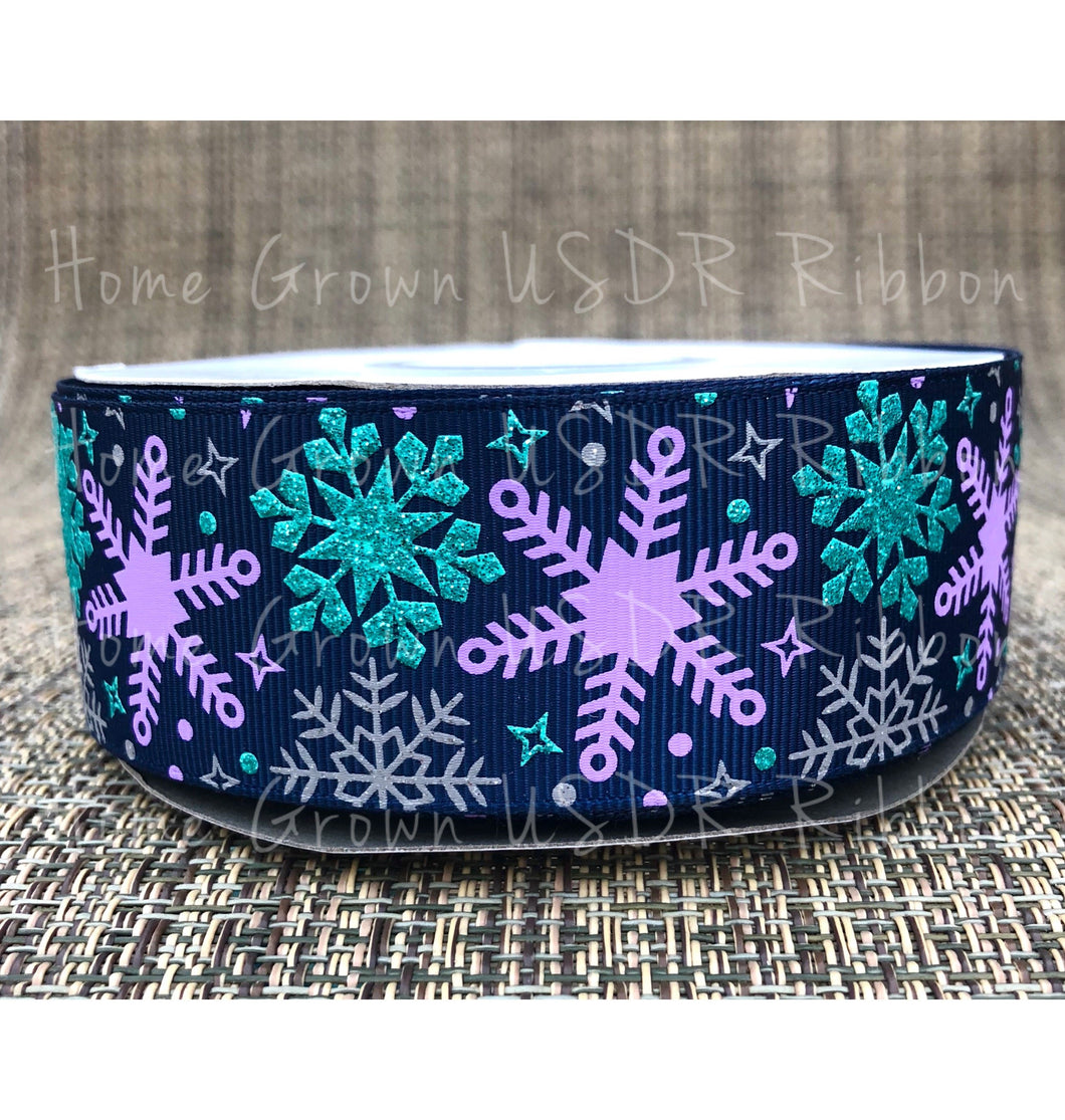Snowflakes USDR Ribbon Navy Purple Blue Christmas Winter