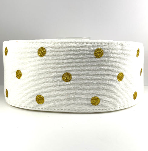 White Corduroy Ribbon with Gold Glitter - 3 Inch