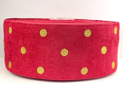 Red Corduroy Ribbon with Gold Glitter - 3 Inch