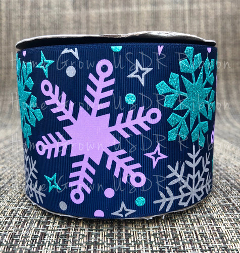 Snowflakes USDR Ribbon Navy Purple Blue Christmas Winter