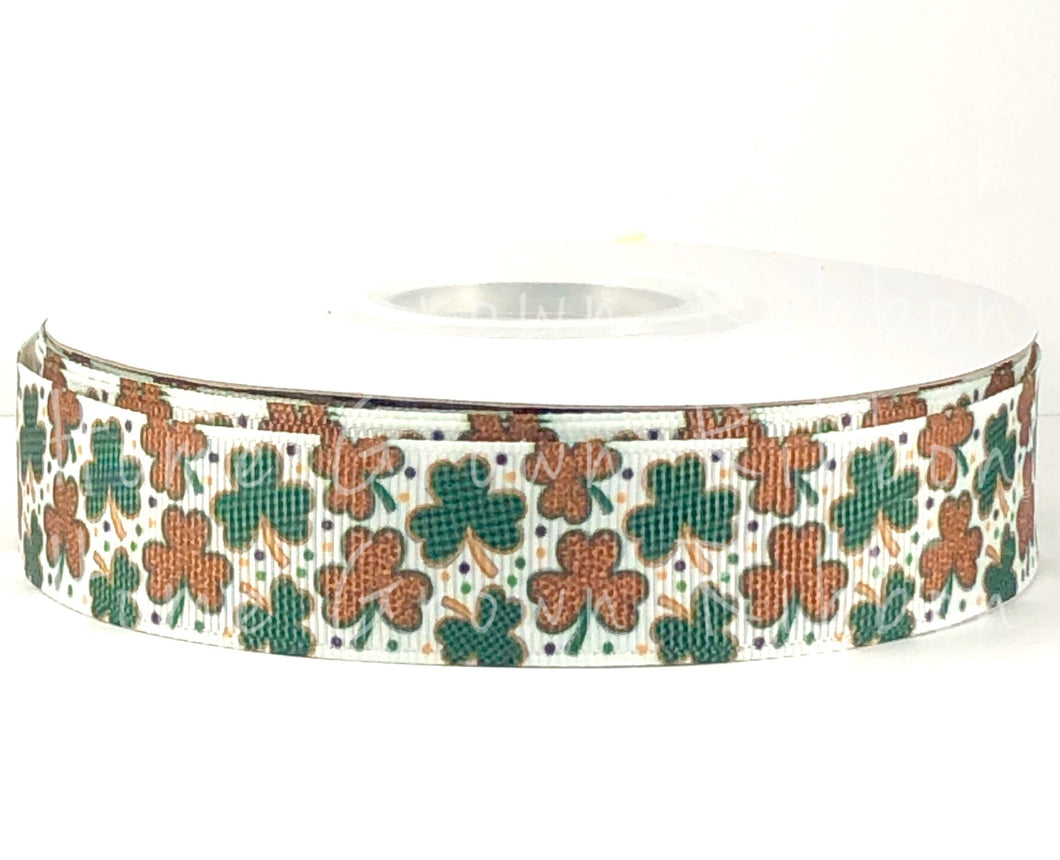 Leopard Shamrock USDR Ribbon St. Patty's Day - 7/8 Inch