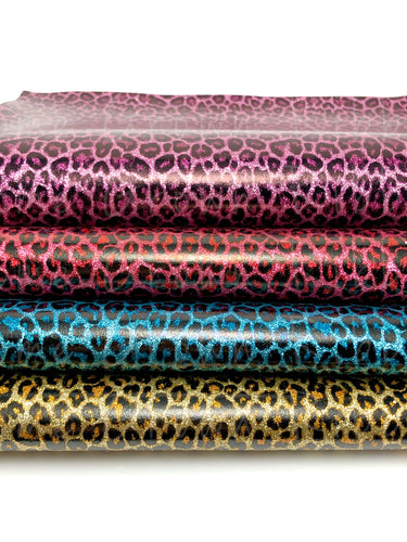 Leopard Smooth Glitter Faux Leather Sheet