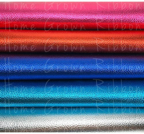 Metallic Solid Litchi Faux Leather Sheet