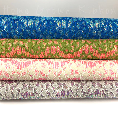 Chunky Glitter and Lace Fabric Sheet