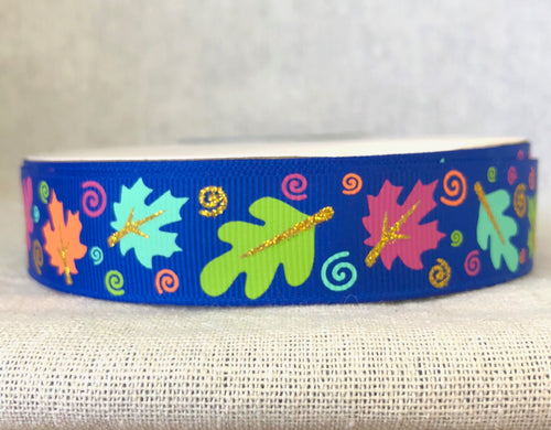 Happy Fall Y'all USDR Ribbon - 7/8 Inch - Leaves