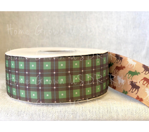Green Plaid Moose Double Sided - 1.5 Inch - USDR