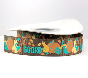 Oh My Gourd USDR Ribbon - 7/8 Inch - Brown
