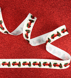 Christmas Truck with Gold Glitter Sparkles - 3/8" - 5/8" - 7/8" - 1.5" - 3"