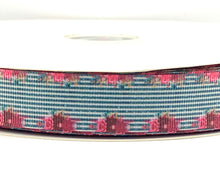 Load image into Gallery viewer, Burgundy Floral on Tropic Stripes - 5/8&quot; - 7/8&quot; - 1.5&quot; - 3&quot;