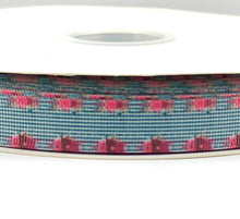 Load image into Gallery viewer, Burgundy Floral on Tropic Stripes - 5/8&quot; - 7/8&quot; - 1.5&quot; - 3&quot;