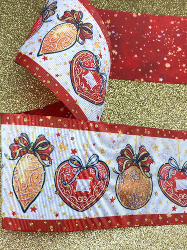 Christmas Ornaments Double Sided with Gold Glitter Sparkles - 5/8