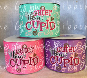 Cuter Than Cupid Valentine's Day USDR Grosgrain Ribbon - 1.5" - 3" - Pink Ombre