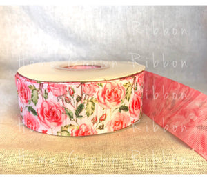 Pink Rosebuds Double Sided 1.5" Grosgrain Ribbon