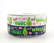 Load image into Gallery viewer, You Guac My World USDR 7/8 Inch Grosgrain Ribbon - Navy - White - Avocado Collection