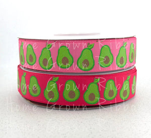 Avocado USDR 7/8 Inch Grosgrain Ribbon - Pink - Avocado Collection