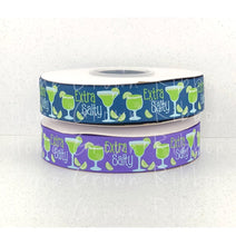 Load image into Gallery viewer, Margarita Extra Salty 7/8 Inch USDR Grosgrain Ribbon - Purple - Navy - Cocktails Collection