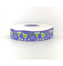 Load image into Gallery viewer, Margarita Extra Salty 7/8 Inch USDR Grosgrain Ribbon - Purple - Navy - Cocktails Collection