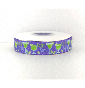 Margarita Extra Salty 7/8 Inch USDR Grosgrain Ribbon - Purple - Navy - Cocktails Collection