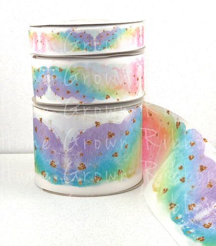 Color Splash Double Sided Grosgrain Ribbon 7/8 Inch - 1.5 Inch - 3 Inch - Double Faced Heat Transfer